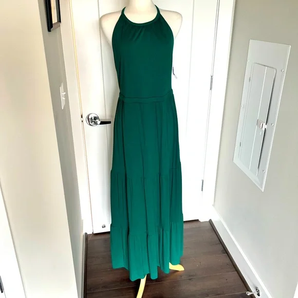 emerald green tiered dress Dark Green Ruffled Prom Gown: Blondie Nites 5183BN Hunter / 0 main image 1